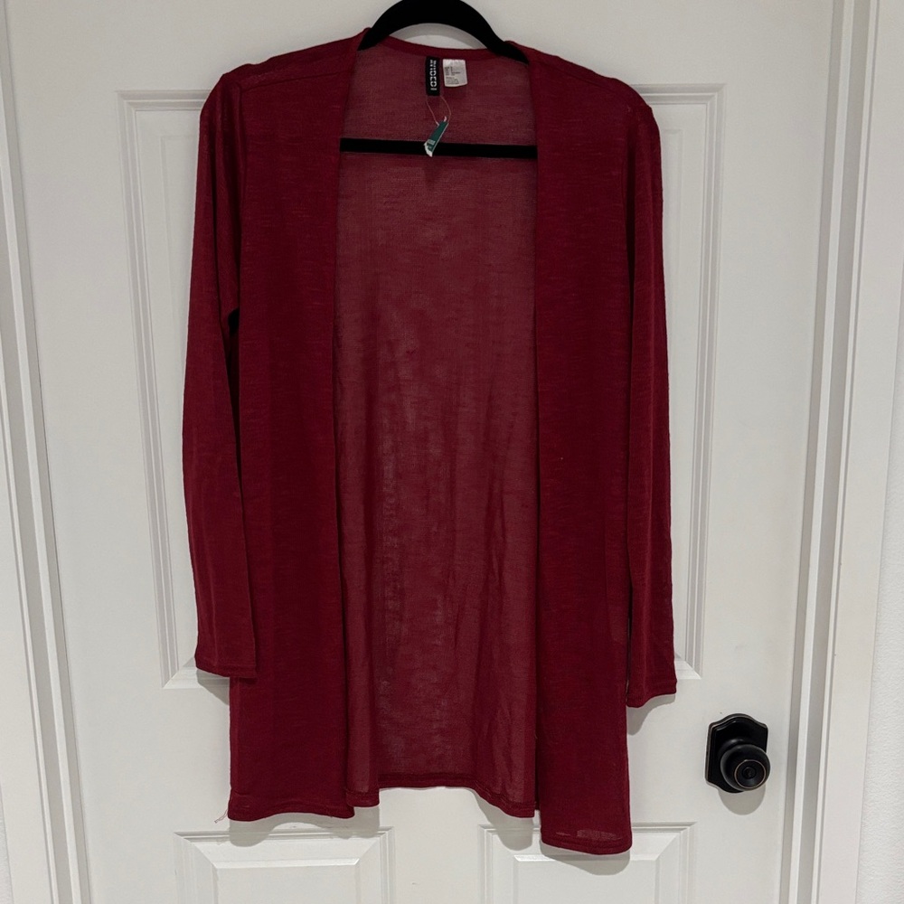 H&M Deep Red Open-Front Cardigan